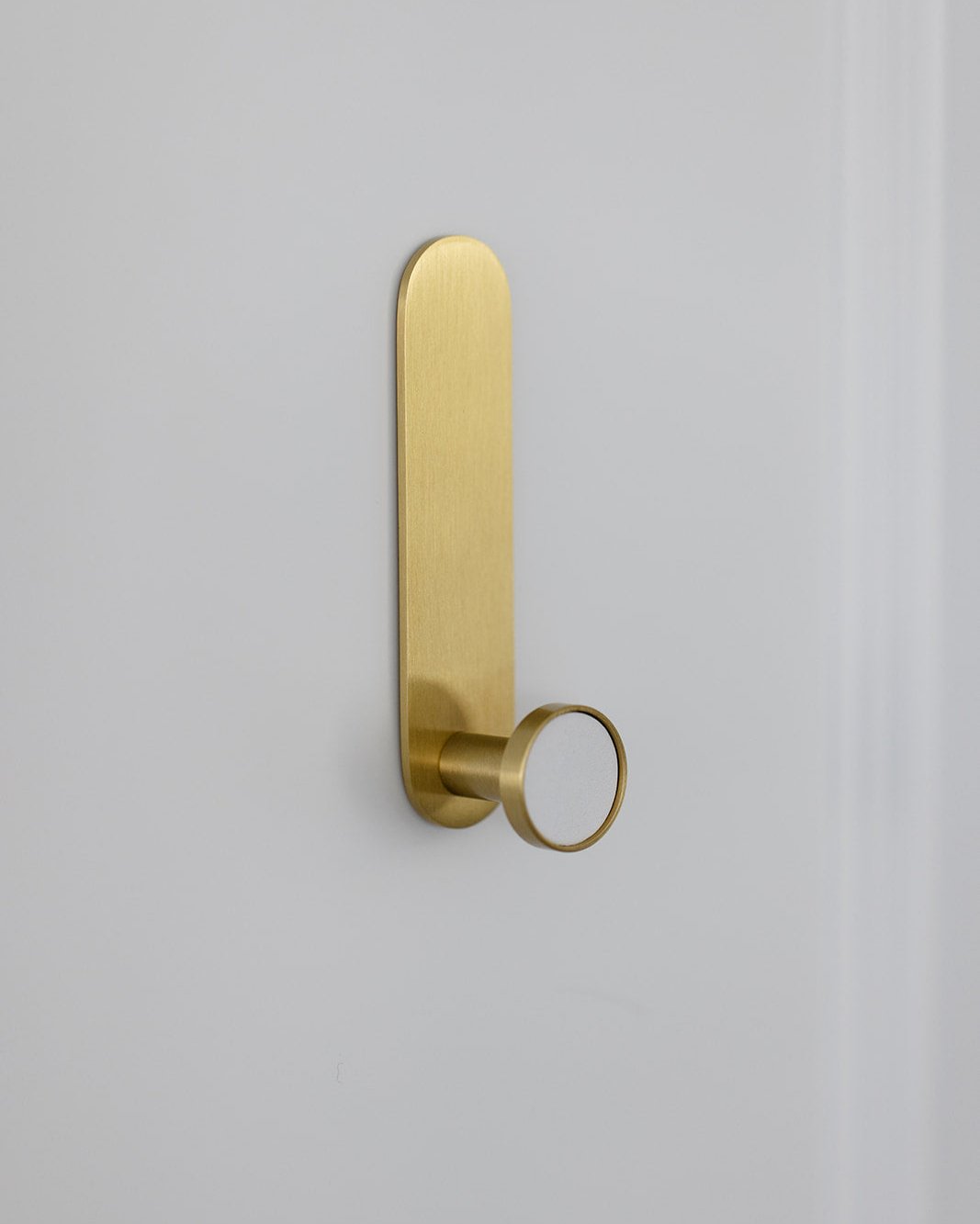 Leather & Brushed Brass - Circle Hook - White