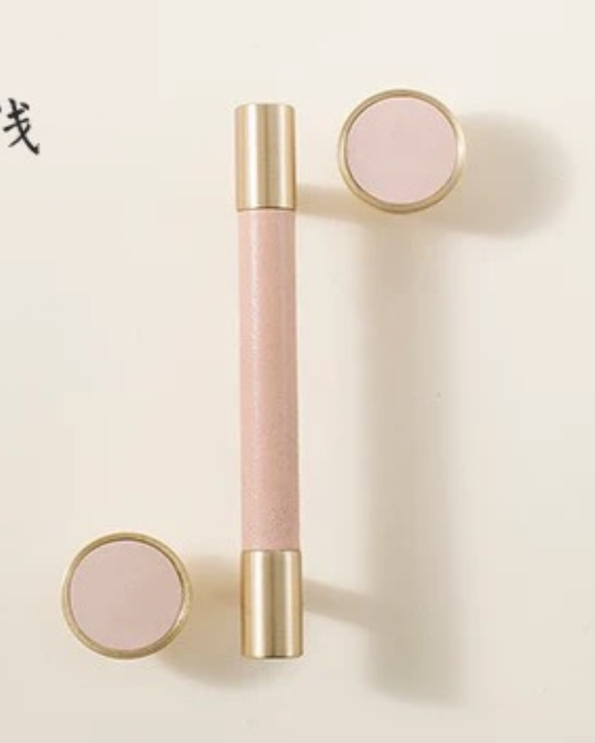 Leather & Brushed Brass Handle - Soft Pink