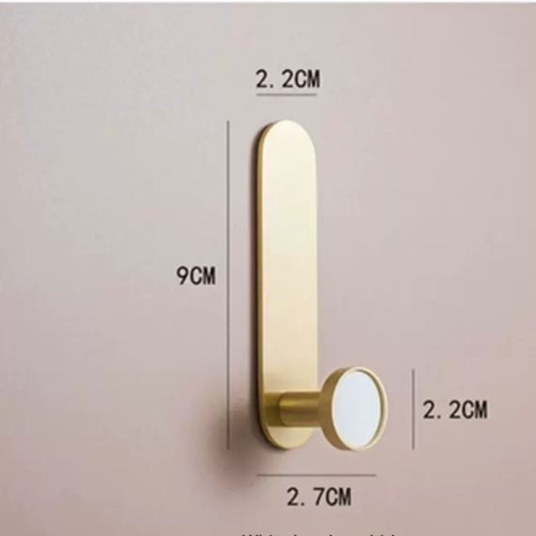 Leather & Brushed Brass - Circle Hook - White