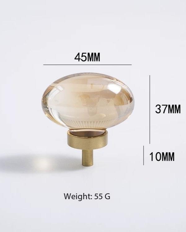 Amber & Brushed Brass Cabinetry Knob - Oval