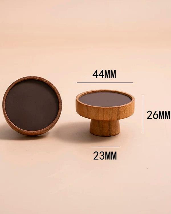 Dark Walnut & Brown Leather - Circle Cabinetry Knob